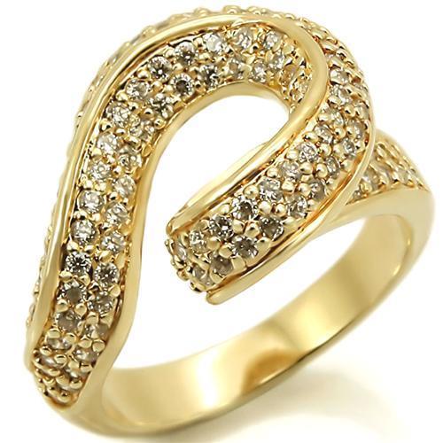 JCE317 Gold Brass Ring with AAA Grade CZ  in Clear