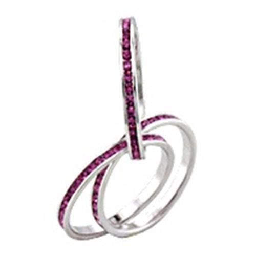 JCE422 Rhodium Brass Ring with Top Grade Crystal  in Rose