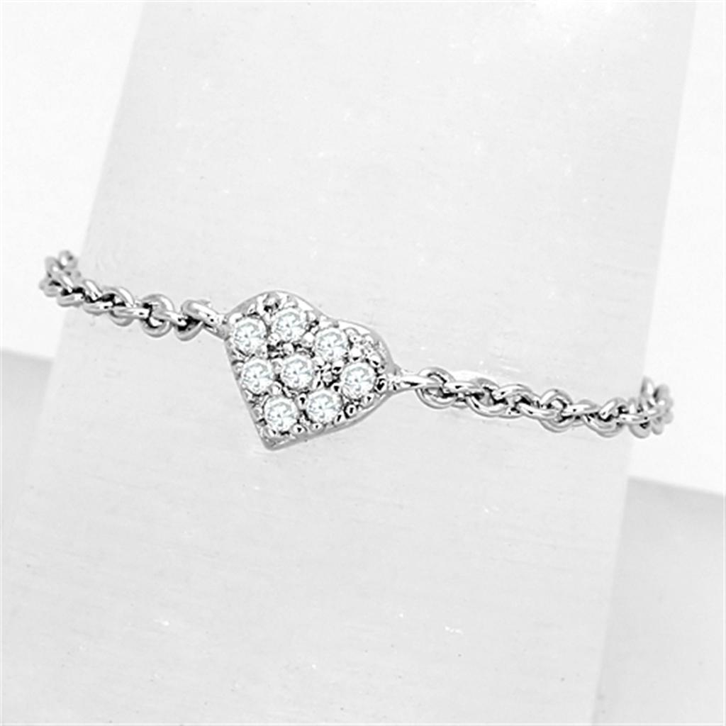 JCE518 Rhodium Brass Ring with AAA Grade CZ  in Clear