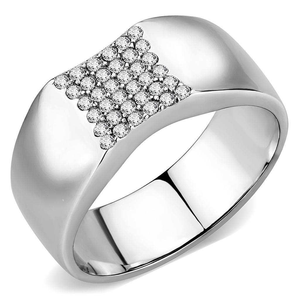 JCE345 No Plating Stainless Steel Ring with AAA Grade CZ  in Clear
