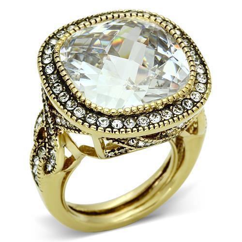 JCE2436 Gold Brass Ring with AAA Grade CZ  in Clear