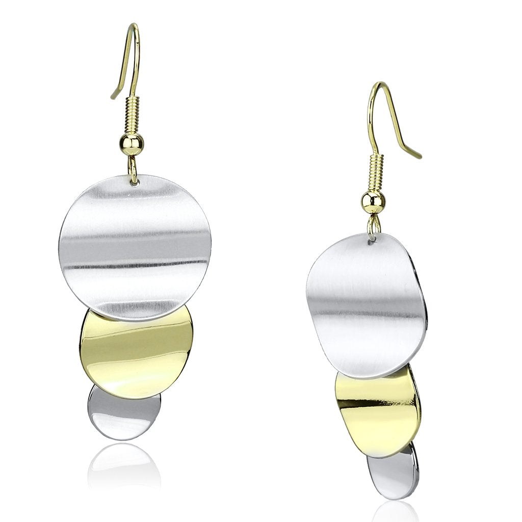 JCE2653 Gold+Rhodium Iron Earrings with No Stone