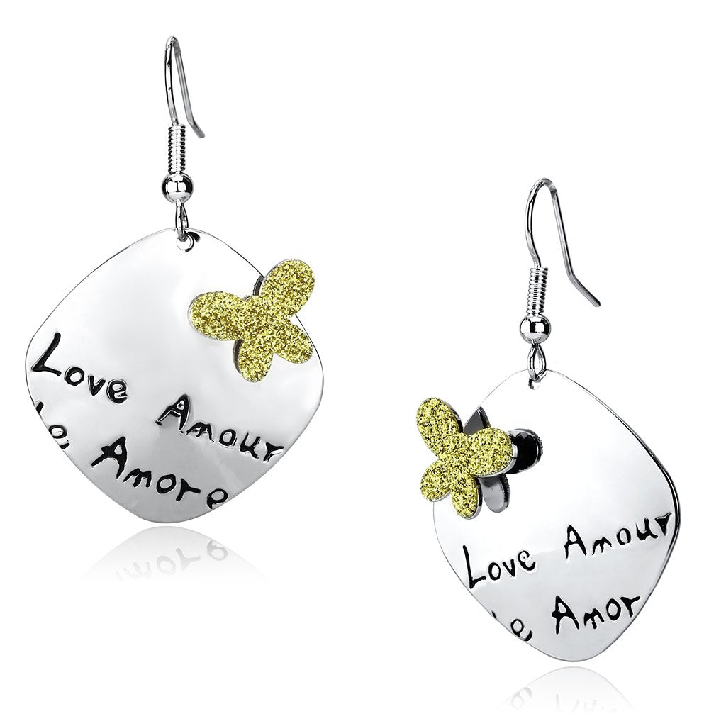 JCE2664 Rhodium Iron Earrings with No Stone