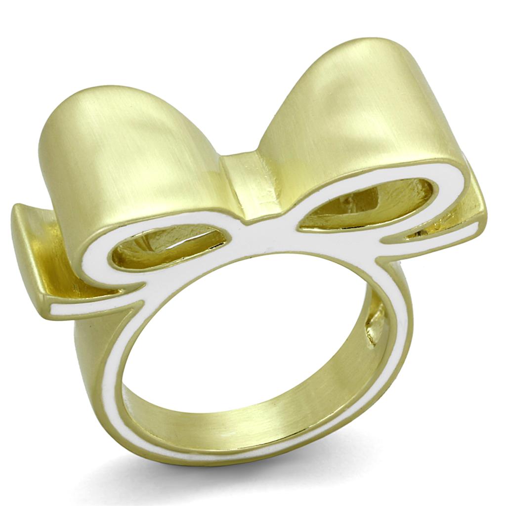 JCE3600 Gold & Brush Brass Ring with Epoxy  in White