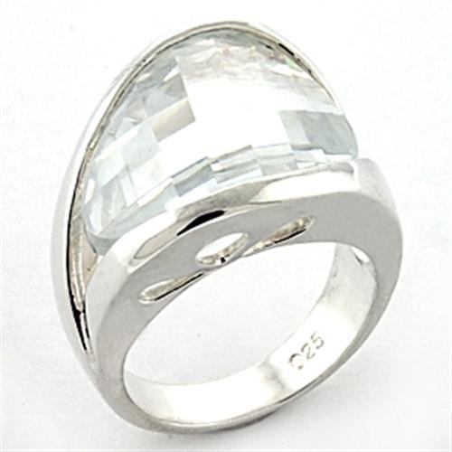 JCEAS776 Rhodium 925 Sterling Silver Ring with AAA Grade CZ  in Clear