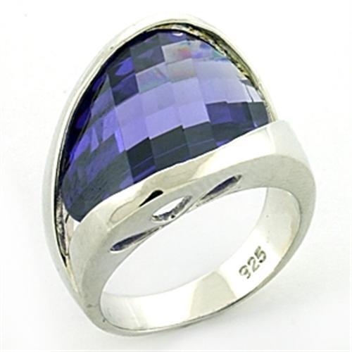 JCEAS777 Rhodium 925 Sterling Silver Ring with AAA Grade CZ  in Amethyst