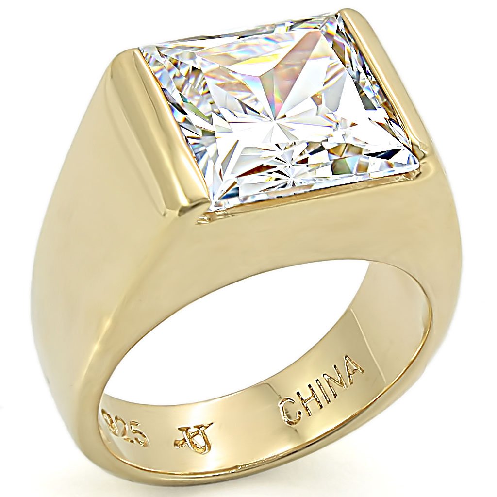 JCES375 Gold 925 Sterling Silver Ring with AAA Grade CZ  in Clear