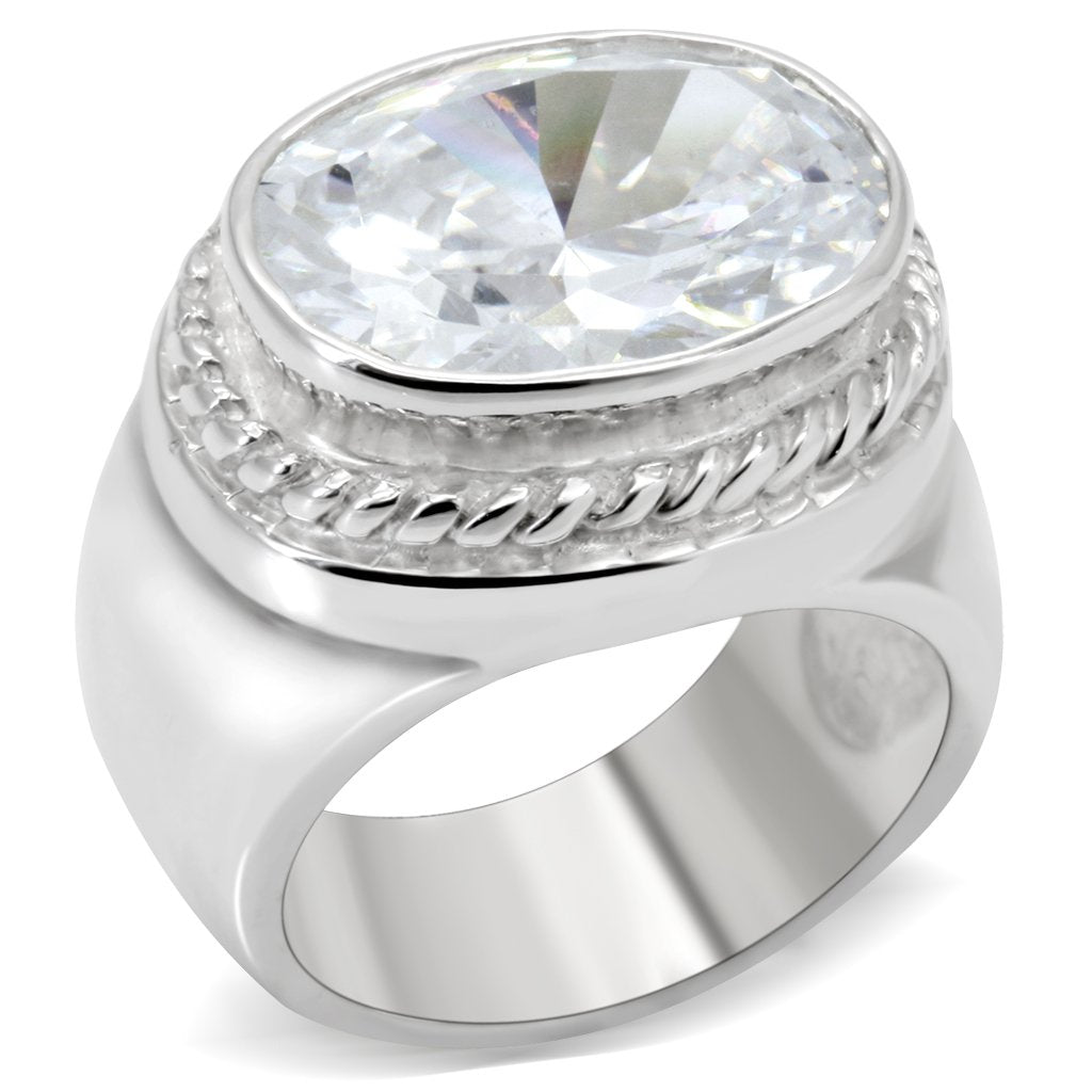JCES519 Silver 925 Sterling Silver Ring with AAA Grade CZ  in Clear