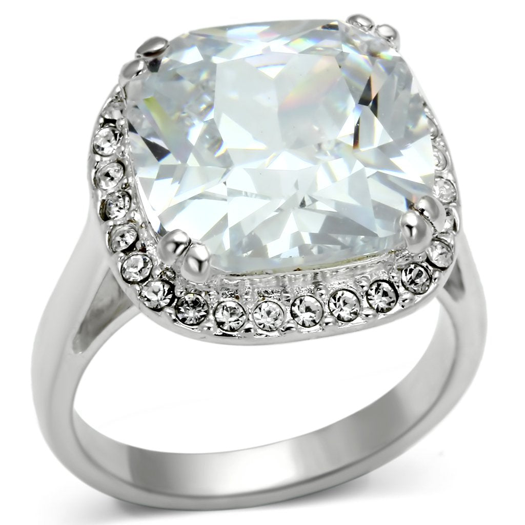 JCES561 Silver 925 Sterling Silver Ring with AAA Grade CZ  in Clear