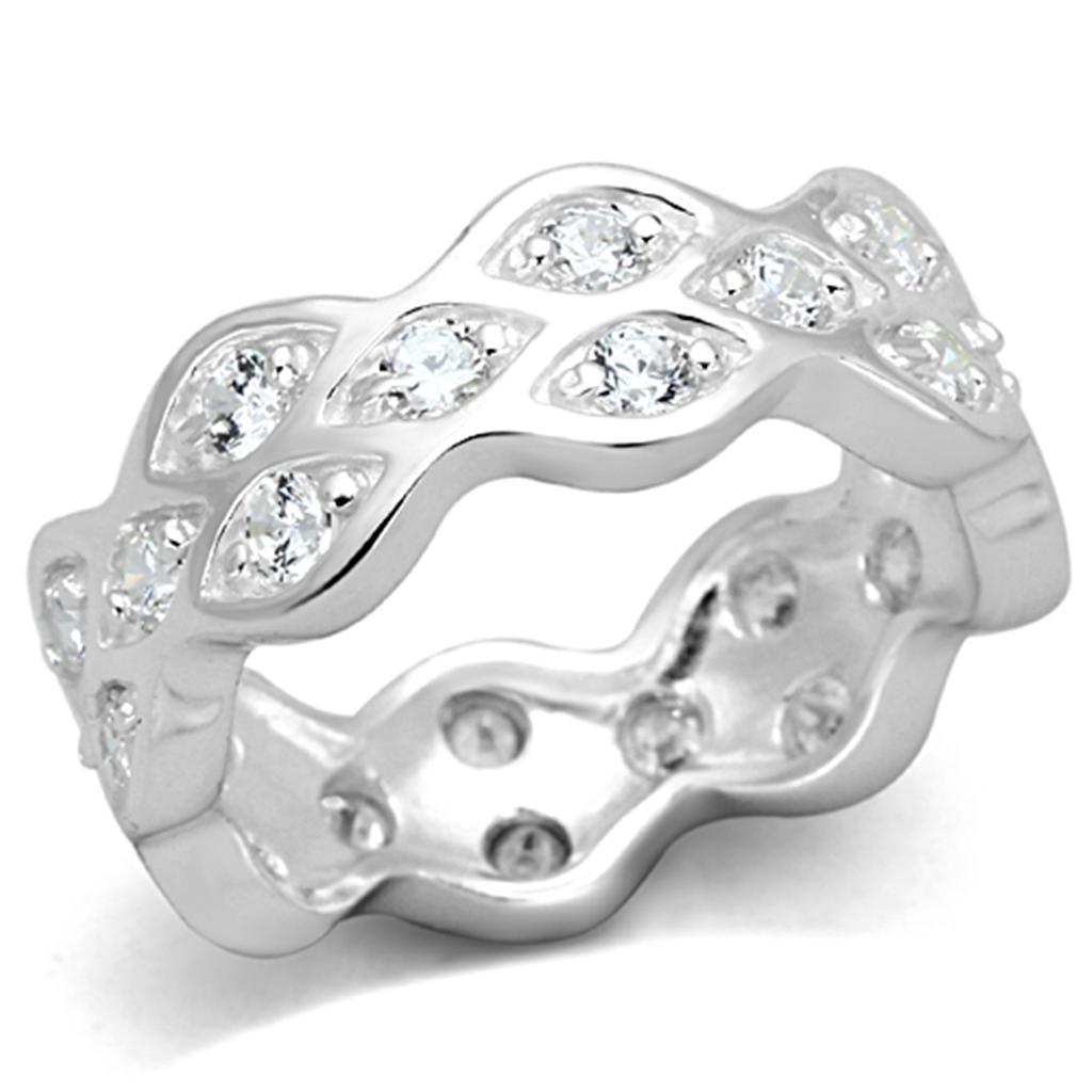 JCES727 Rhodium 925 Sterling Silver Ring with AAA Grade CZ  in Clear