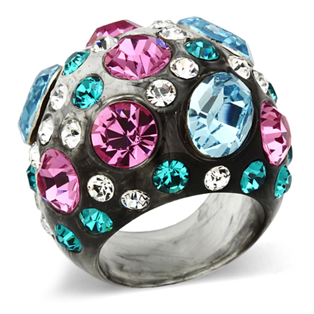 JCE103 Resin Ring with Top Grade Crystal  in Multi Color